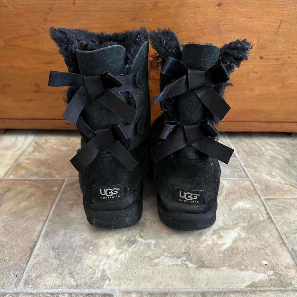 UGG Black Boots with Ribbon Details